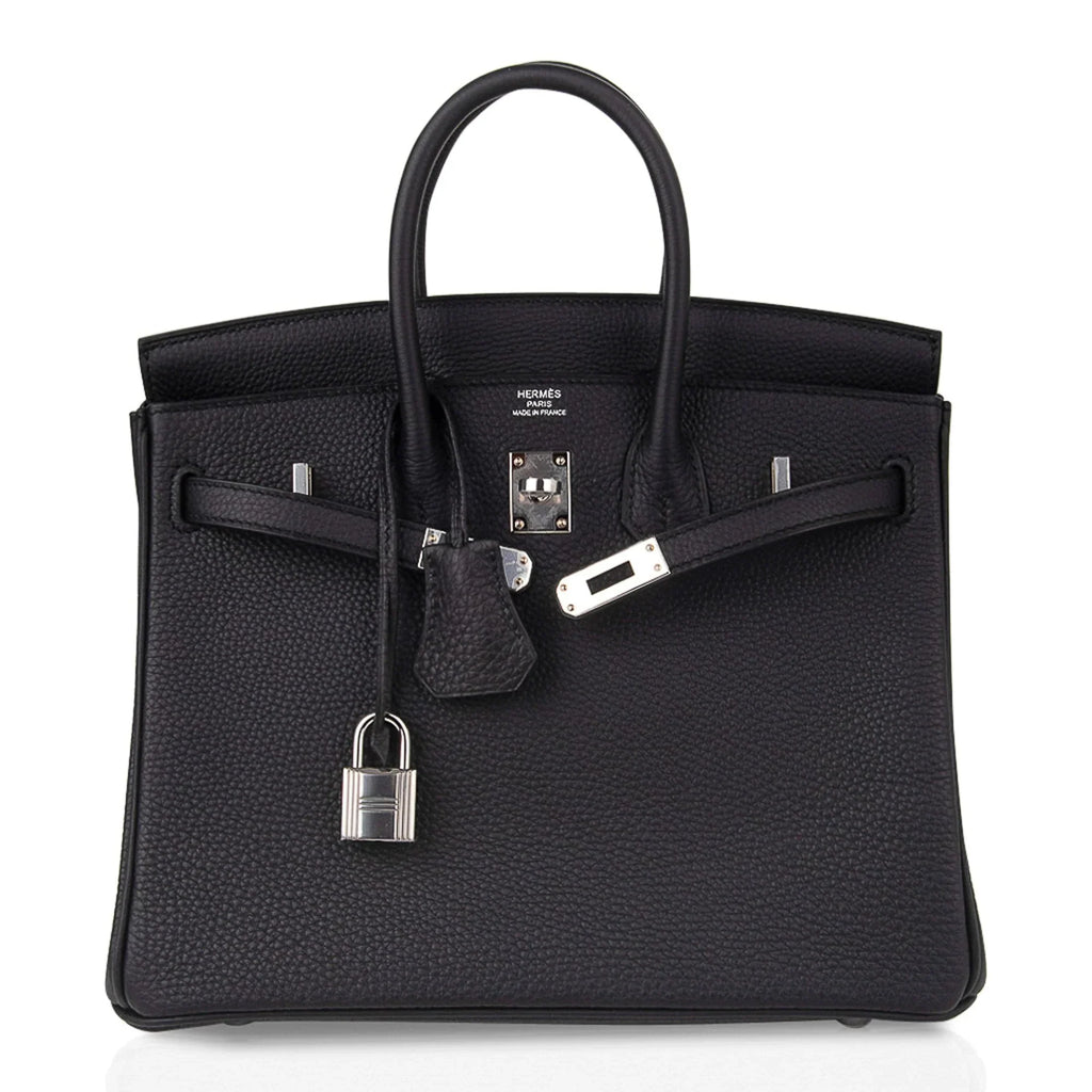 Birkin 25 Bag Black Palladium Hardware Togo Leather