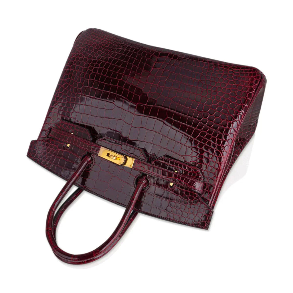 Birkin 35 Bag Bordeaux Porosus Crocodile with Gold Hardware