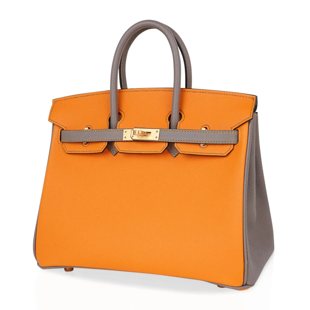 Birkin HSS 25 Bag Jaune Ambre / Gris Asphalte Gold Hardware