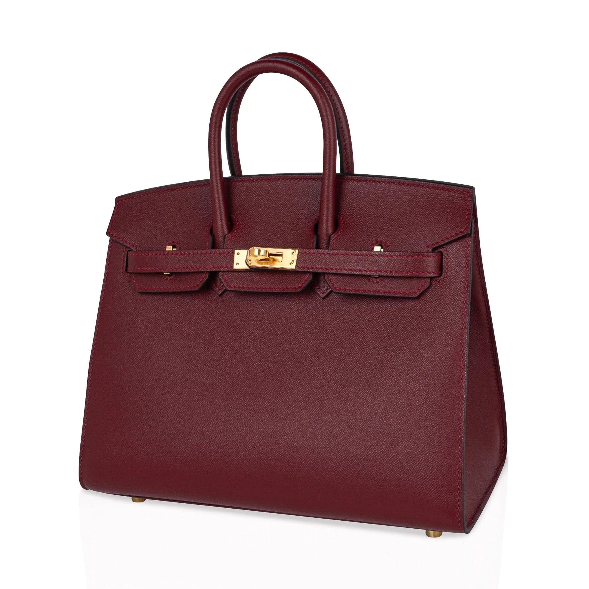 Birkin 25 Bag Sellier Rouge H Gold Hardware Veau Madame Leather