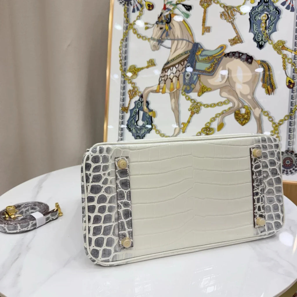 Birkin Bag Crocodile-Grain Cowhide Leather Gold Hardware