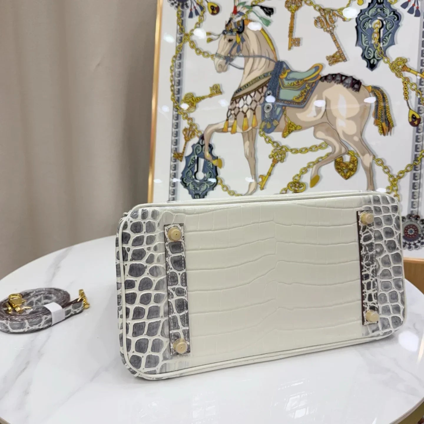 Birkin Bag Crocodile-Grain Cowhide Leather Gold Hardware