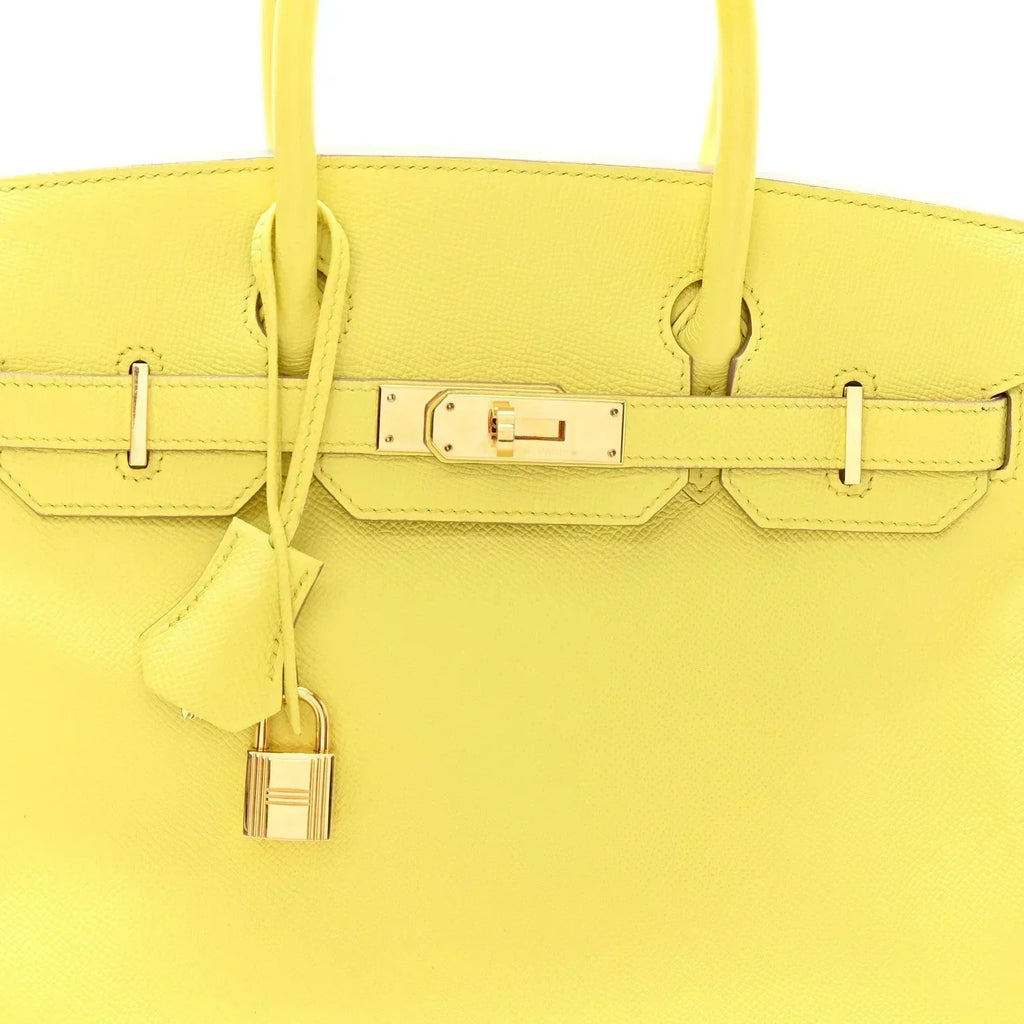 Birkin25 Sellier Jaune Milton Veau Epsom Silver Handbag