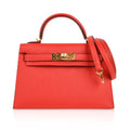 Kelly 20 Mini Sellier Bag Rouge Tomate Epsom Gold Hardware