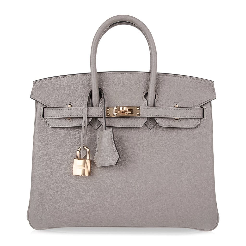 Birkin 25 Bag Gris Asphalte Novillo Leather Gold Hardware
