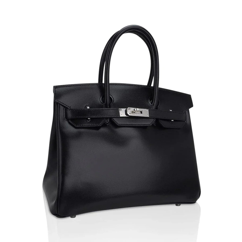 Birkin 30 Black Box Leather Bag Palladium Hardware