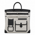Birkin Cargo 40 Black Leather and Ecru Canvas Multi-Pocket Bag