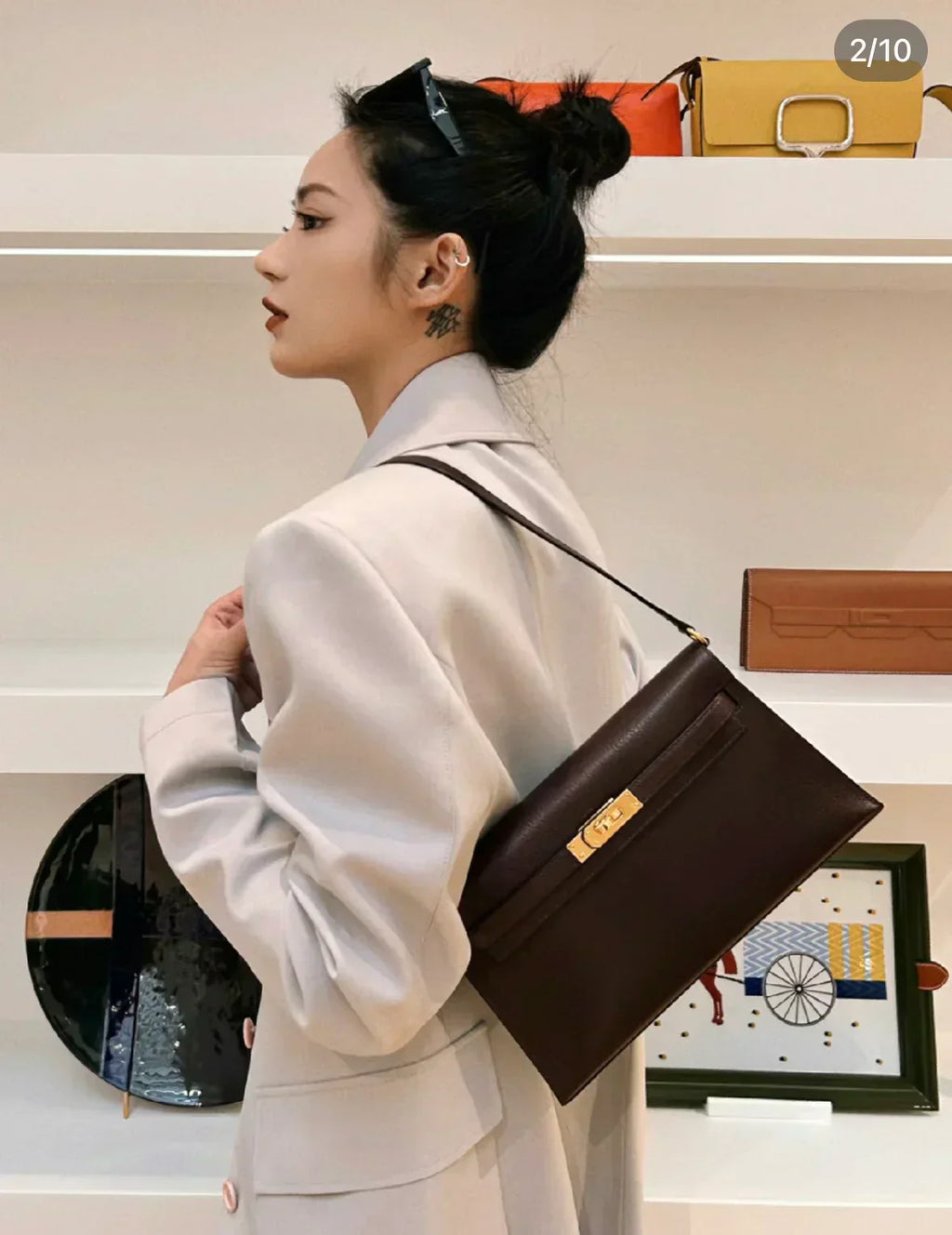 Kelly Burgundy Genuine Leather Crossbody Satchel Handbags Vintage Bags