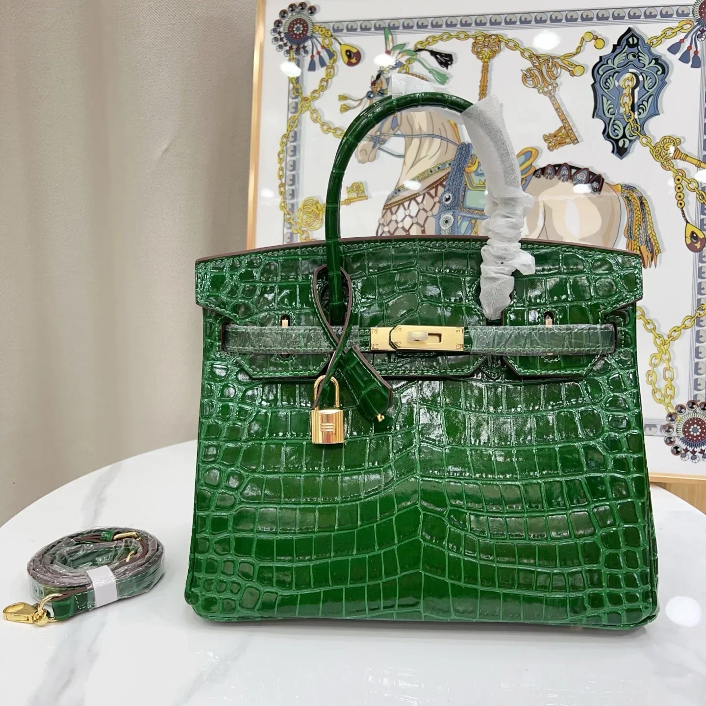 Birkin Emerald Shiny Niloticus Crocodile Gold Hardware